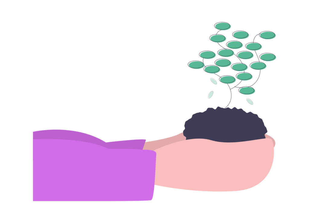 素材を手に持つ